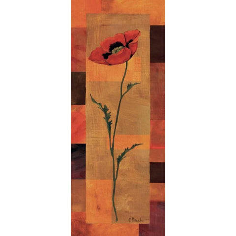 Goa Poppy Panel II Gold Ornate Wood Framed Art Print with Double Matting by Brent, Paul