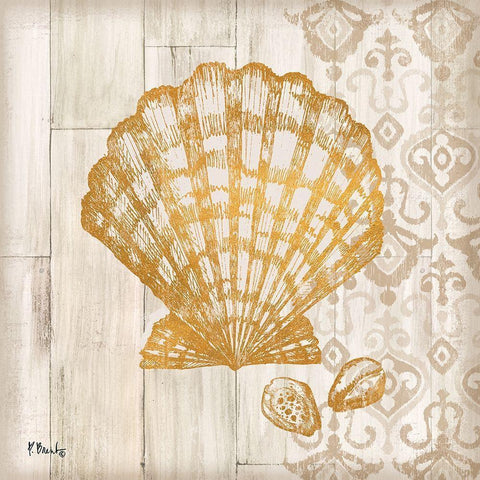 Saint Tropez Shells IV Gold Ornate Wood Framed Art Print with Double Matting by Brent, Paul