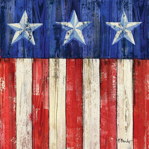 All American Flag IV Gold Ornate Wood Framed Art Print with Double Matting by Brent, Paul