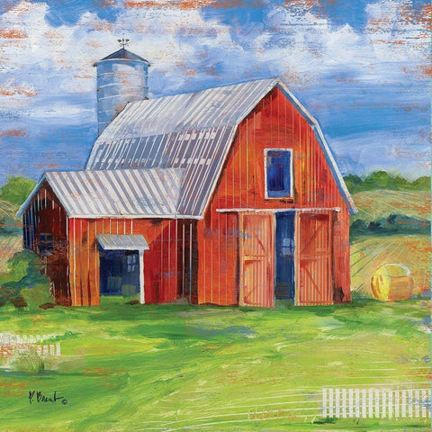 Homeland Barn I Gold Ornate Wood Framed Art Print with Double Matting by Brent, Paul