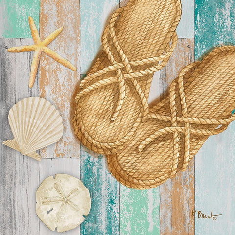 Braided Sandals II White Modern Wood Framed Art Print with Double Matting by Brent, Paul