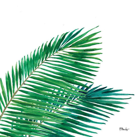 Palm Fronds I White Modern Wood Framed Art Print with Double Matting by Brent, Paul