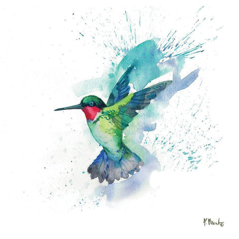 Arianna Hummingbird II White Modern Wood Framed Art Print with Double Matting by Brent, Paul