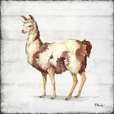 Farmhouse Llama II Black Modern Wood Framed Art Print with Double Matting by Brent, Paul