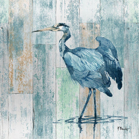 Arianna Blue Heron Black Ornate Wood Framed Art Print with Double Matting by Brent, Paul