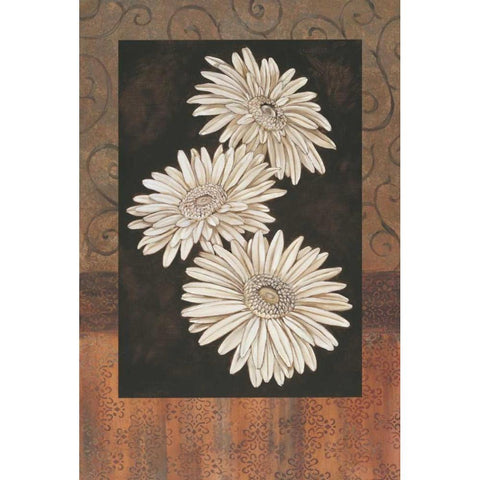 Santorini Daisies Gold Ornate Wood Framed Art Print with Double Matting by Brent, Paul