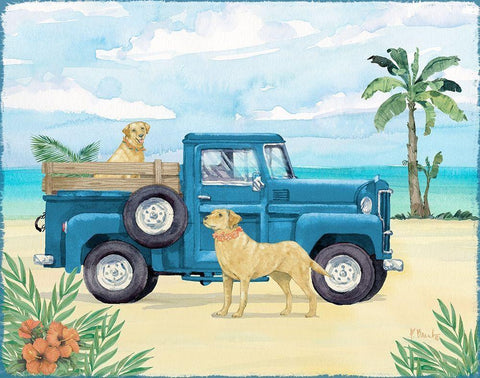 Beach Truck I Black Ornate Wood Framed Art Print with Double Matting by Brent, Paul