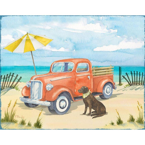 Beach Truck II White Modern Wood Framed Art Print by Brent, Paul