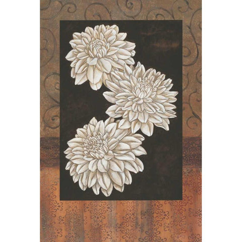 Santorini Dahlias Gold Ornate Wood Framed Art Print with Double Matting by Brent, Paul