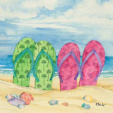 Toes in the Sand II White Modern Wood Framed Art Print with Double Matting by Brent, Paul