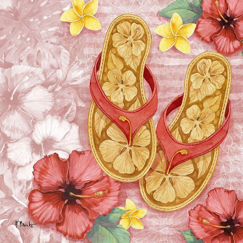 Key West Sandals I Black Ornate Wood Framed Art Print with Double Matting by Brent, Paul