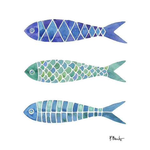 Baltic Fish Line II White Modern Wood Framed Art Print by Brent, Paul