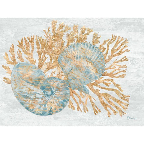 Shimmering Shells I White Modern Wood Framed Art Print by Brent, Paul