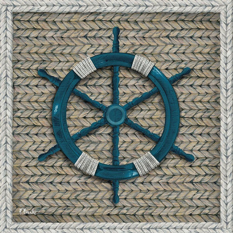 Nautical Basketweave I White Modern Wood Framed Art Print with Double Matting by Brent, Paul