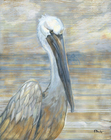 Golden Salty Pelican Black Ornate Wood Framed Art Print with Double Matting by Brent, Paul