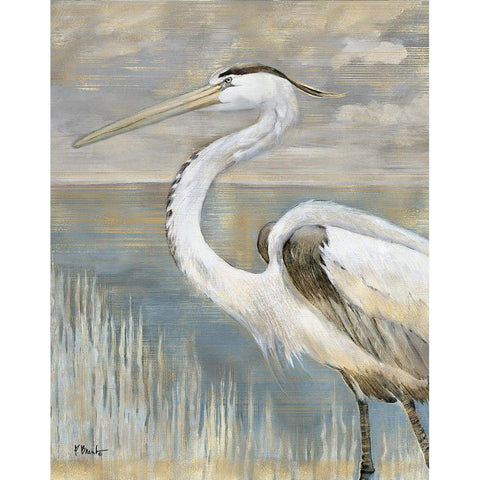 Golden River Heron Black Modern Wood Framed Art Print with Double Matting by Brent, Paul