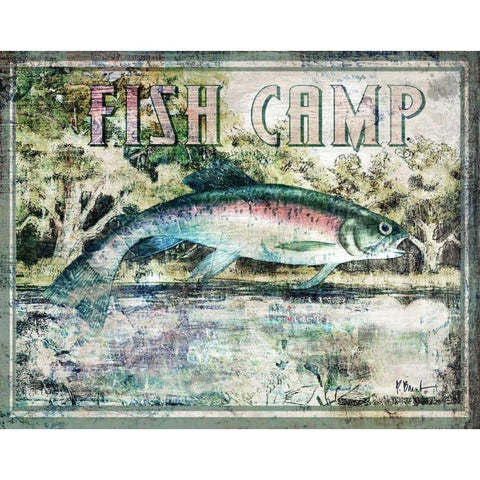 Fish Camp Black Modern Wood Framed Art Print with Double Matting by Brent, Paul