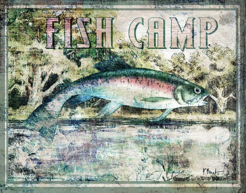 Fish Camp White Modern Wood Framed Art Print with Double Matting by Brent, Paul