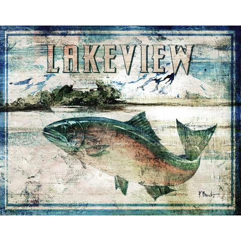 Lakeview Black Modern Wood Framed Art Print with Double Matting by Brent, Paul