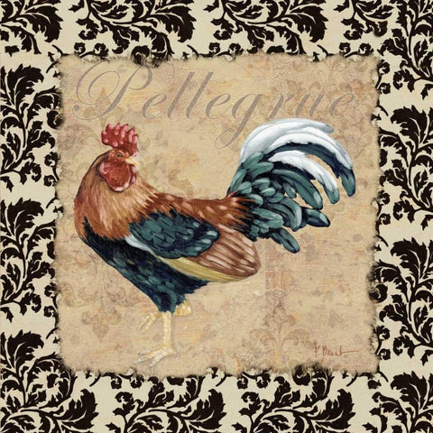 Bergerac Rooster Black II Black Modern Wood Framed Art Print with Double Matting by Brent, Paul