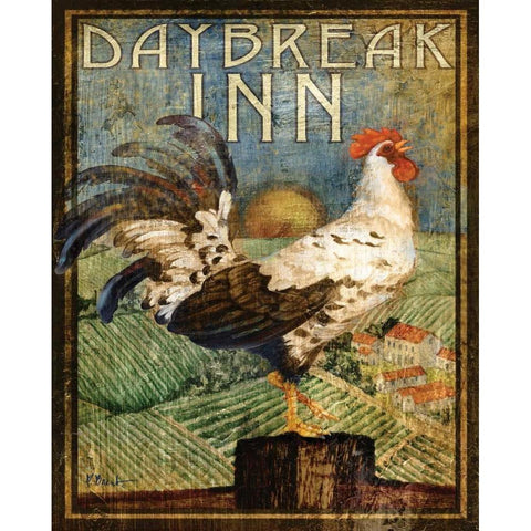 Rooster Sign I White Modern Wood Framed Art Print by Brent, Paul