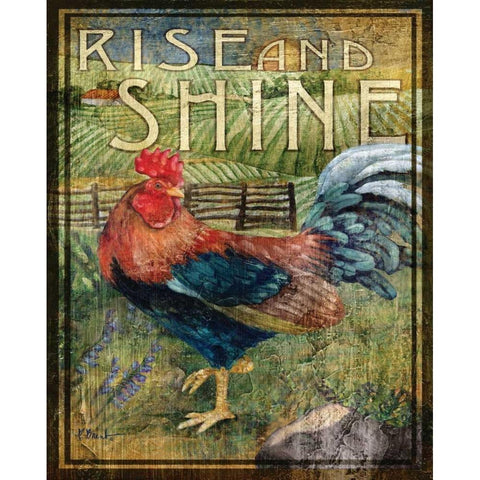 Rooster Sign II Gold Ornate Wood Framed Art Print with Double Matting by Brent, Paul