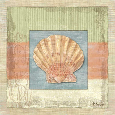 Montego Scallop White Modern Wood Framed Art Print with Double Matting by Brent, Paul