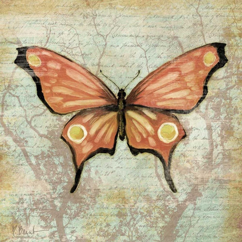 Vintage Butterflies I White Modern Wood Framed Art Print with Double Matting by Brent, Paul