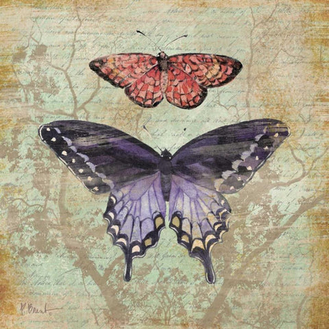 Vintage Butterflies IV White Modern Wood Framed Art Print by Brent, Paul