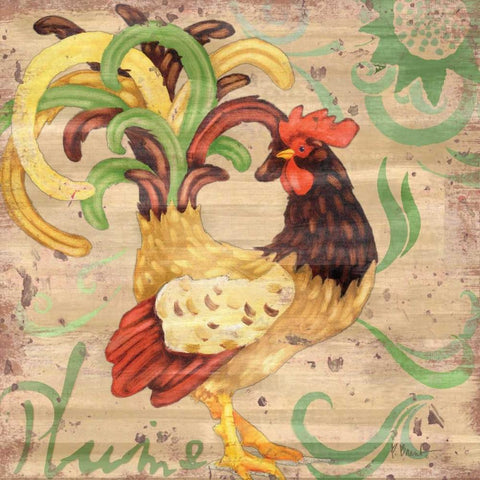 Royale Rooster III White Modern Wood Framed Art Print with Double Matting by Brent, Paul