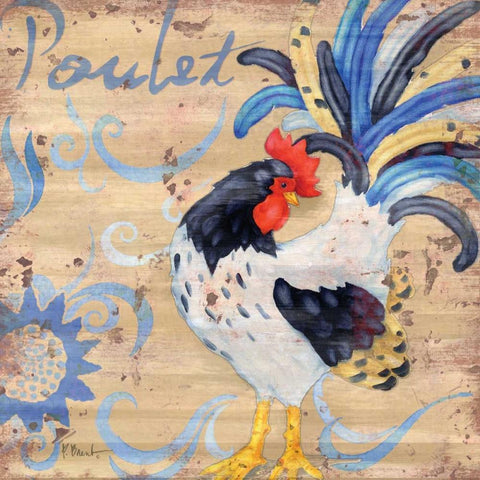 Royale Rooster IV Black Modern Wood Framed Art Print with Double Matting by Brent, Paul