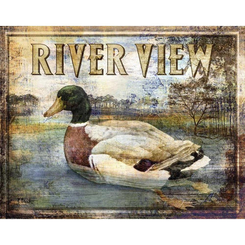 Duck Sign I White Modern Wood Framed Art Print by Brent, Paul