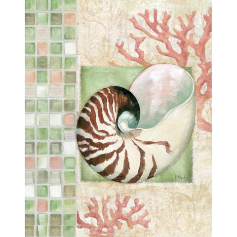 Mosaic Shell Collage I White Modern Wood Framed Art Print by Brent, Paul