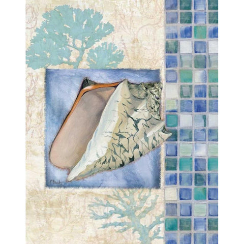 Mosaic Shell Collage III White Modern Wood Framed Art Print by Brent, Paul