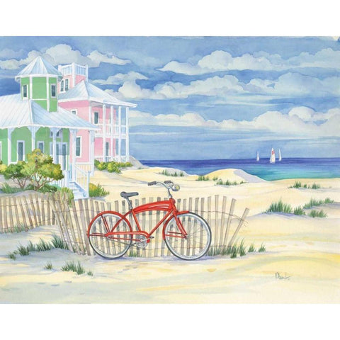 Beach Cruiser Cottage I Gold Ornate Wood Framed Art Print with Double Matting by Brent, Paul