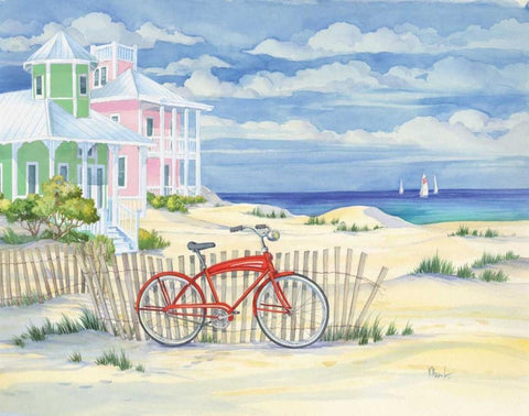 Beach Cruiser Cottage I White Modern Wood Framed Art Print with Double Matting by Brent, Paul