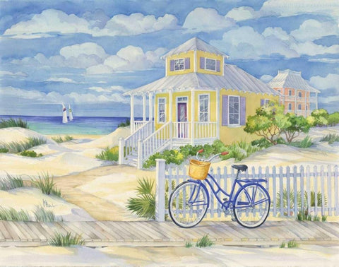 Beach Cruiser Cottage II Black Ornate Wood Framed Art Print with Double Matting by Brent, Paul