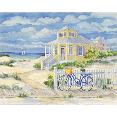 Beach Cruiser Cottage II Black Modern Wood Framed Art Print with Double Matting by Brent, Paul