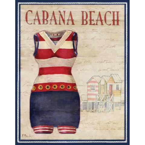 Cabana Beach Black Modern Wood Framed Art Print with Double Matting by Brent, Paul