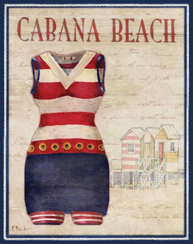 Cabana Beach Black Ornate Wood Framed Art Print with Double Matting by Brent, Paul