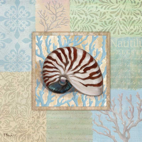 Oceanic Shell Collage III Black Ornate Wood Framed Art Print with Double Matting by Brent, Paul