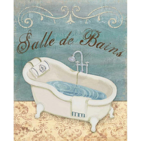 Parisian Bath I White Modern Wood Framed Art Print by Brent, Paul