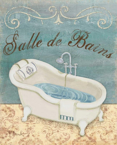 Parisian Bath I Black Ornate Wood Framed Art Print with Double Matting by Brent, Paul