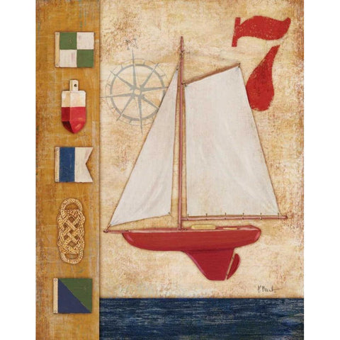 Model Yacht Collage III Black Modern Wood Framed Art Print with Double Matting by Brent, Paul