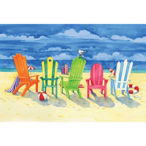 Brighton Chairs White Modern Wood Framed Art Print by Brent, Paul