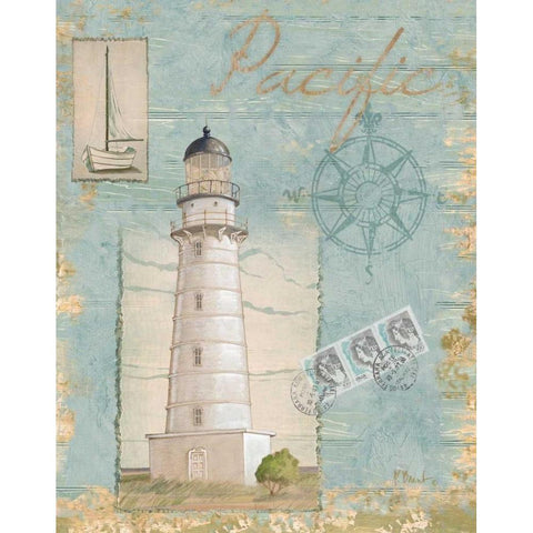 Seacoast Lighthouse II Gold Ornate Wood Framed Art Print with Double Matting by Brent, Paul