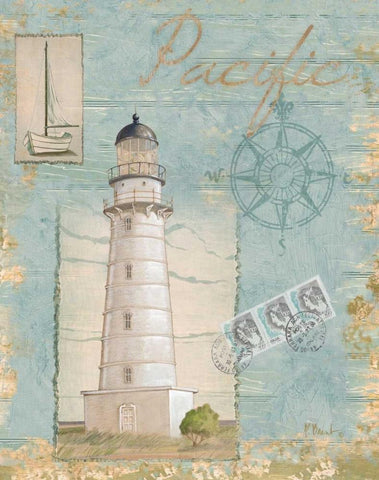 Seacoast Lighthouse II Black Ornate Wood Framed Art Print with Double Matting by Brent, Paul