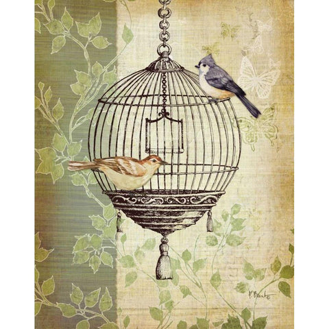 Botanical Birdcage I Gold Ornate Wood Framed Art Print with Double Matting by Brent, Paul