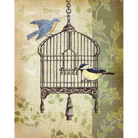 Botanical Birdcage II Black Modern Wood Framed Art Print with Double Matting by Brent, Paul