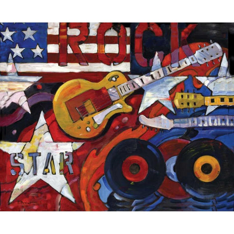 Rockstar White Modern Wood Framed Art Print by Brent, Paul